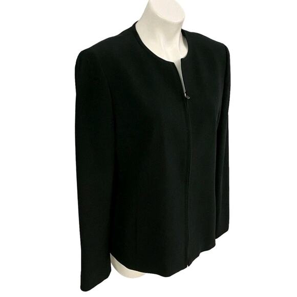 Jones New York Platinum Blazer Sz 12 Black Zip Work Office Capsule Jacket CIty - Picture 1 of 16